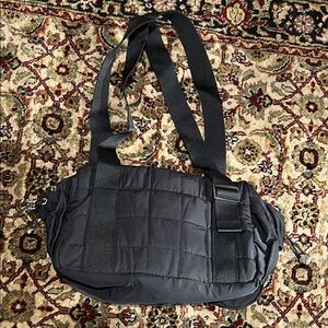 Black Quilted Small Gym Workout Yoga Bag New